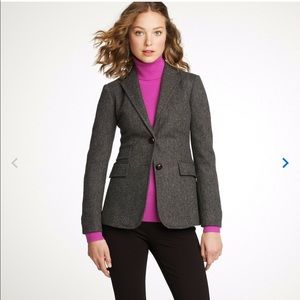 J.Crew Grey Herringbone Wool Hacking Jacket Blazer